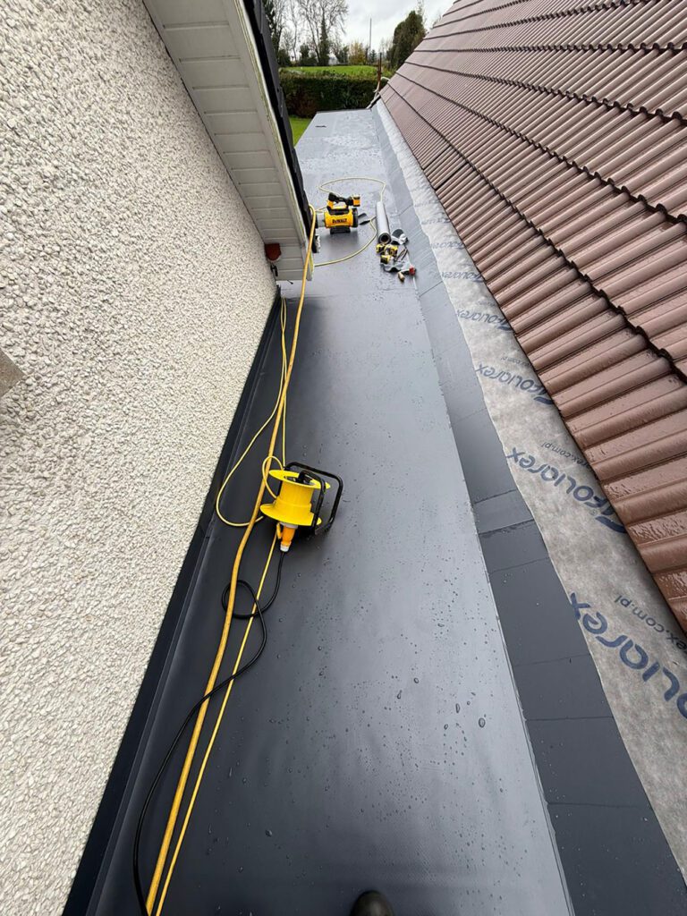 Roofing job in Antrim - Strata waterproofing PVC single ply detail