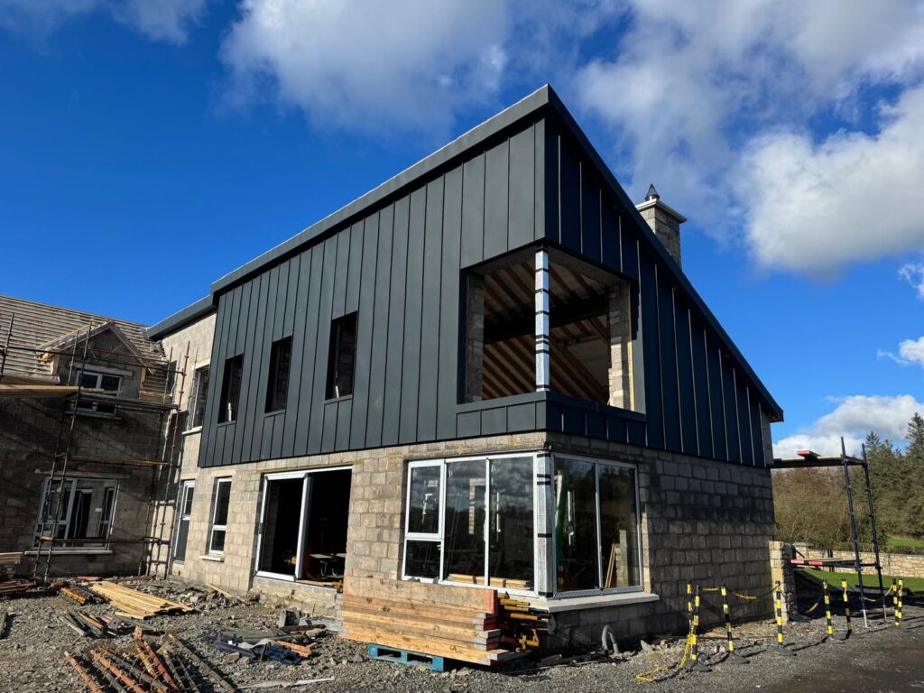 Prefa anthracite aluminium cladding done Castle Road, Cookstown Tyrone
